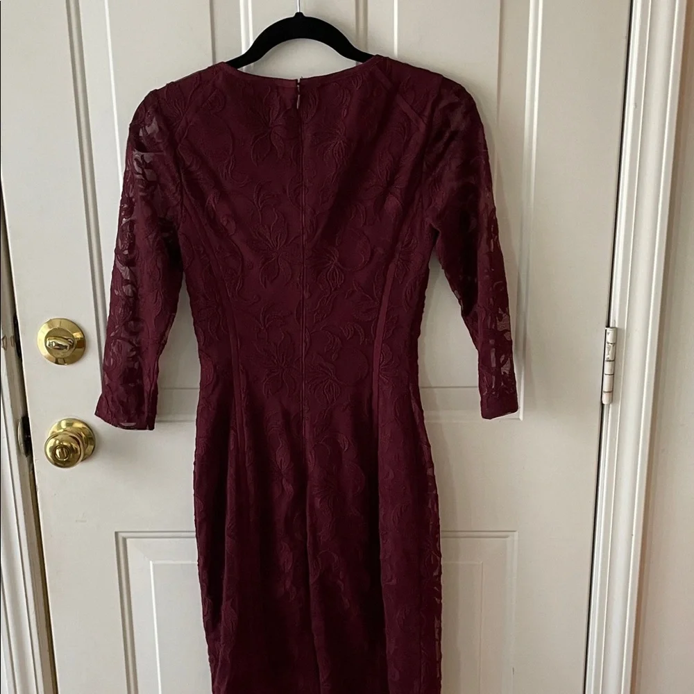 ANTONIO MELANI Deep Red Lace Long Sleeve Dress Size 0 Evening Wedding Guest - Picture 2 of 5